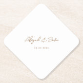 Eenvoudig Goud Script Bruiloft Paar Namen Diamant Kartonnen Onderzetters (Voorkant)