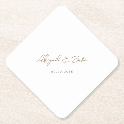 Eenvoudig Goud Script Bruiloft Paar Namen Diamant Kartonnen Onderzetters (Voorkant)