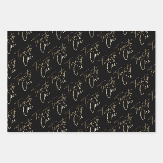 Eenvoudig Goud Script Eenentwintig 21ste Verjaarda Inpakpapier Vel (Voorkant)