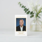 Eenvoudig Goud Script Foto Begrafenisgebed Kaart Visitekaartje (Staand voorkant)