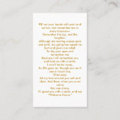 Eenvoudig Goud Script Foto Begrafenisgebed Kaart Visitekaartje (Achterkant)