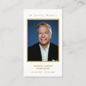 Eenvoudig Goud Script Foto Begrafenisgebed Kaart Visitekaartje (Voorkant)