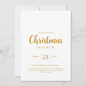 Eenvoudig Goud Script Kerstvakantie diner Kaart (Voorkant)