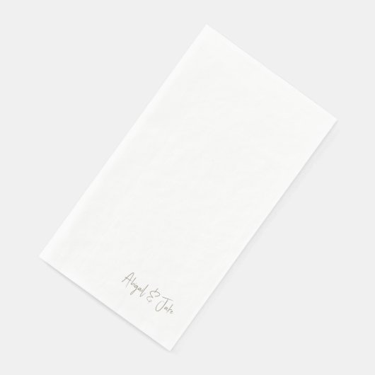 Eenvoudig Goud Script Namen Bruiloft Servet (Hoek)