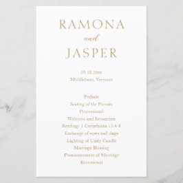 Eenvoudig Goud Strak Modern Trouwprogramma