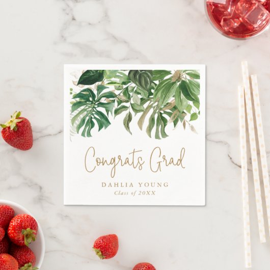 Eenvoudig goud Tropisch Modern Afstuderen Servet (Insitu)