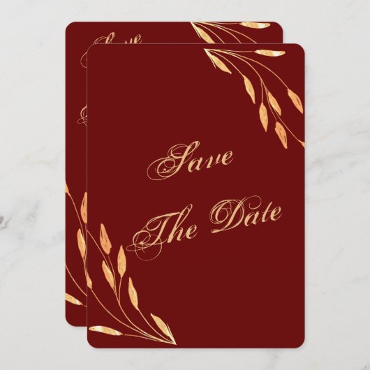 Eenvoudig goud tropische rillingen bruiloft save the date (Voorkant / Achterkant)