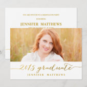 Eenvoudig Goud | Uitnodiging voor eindexamenfeest (Voorkant / Achterkant)