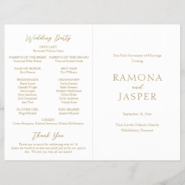 Eenvoudig goud vet modern katholiek huwelijksprogr flyer