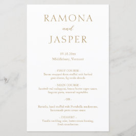 Eenvoudig Goud Vet Modern Wedding Menu
