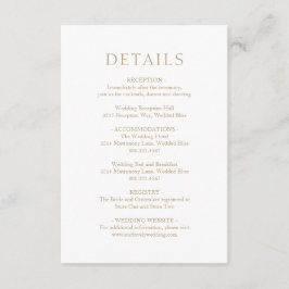 Eenvoudig goud vet moderne bruiloft informatiekaartje