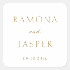 Eenvoudig goud vet moderne bruiloft vierkante sticker