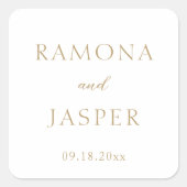 Eenvoudig goud vet moderne bruiloft vierkante sticker (Voorkant)
