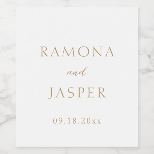 Eenvoudig goud vet moderne bruiloft wijn etiket (Enkel label)