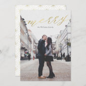 Eenvoudig Goud Vrolijk Kerstmis Fotokaarten Feestdagenkaart (Voorkant / Achterkant)