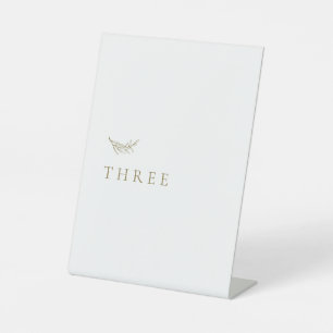 Eenvoudig Goud Wit Elegant Trouwtafel Nummer Reclamebord Met Voetstuk