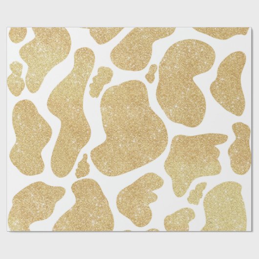 Eenvoudig Goud wit Grote Koe Vlekken Dierenpatroon Cadeaupapier (Vlak)