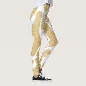 Eenvoudig Goud wit Grote Koe Vlekken Dierenpatroon Leggings (Rechts)