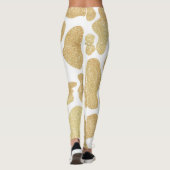 Eenvoudig Goud wit Grote Koe Vlekken Dierenpatroon Leggings (Achterkant)