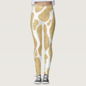 Eenvoudig Goud wit Grote Koe Vlekken Dierenpatroon Leggings (Voorkant)