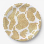 Eenvoudig Goud wit Grote Koe Vlekken Dierenpatroon Papieren Bordje (Voorkant)