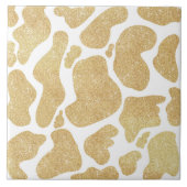Eenvoudig Goud wit Grote Koe Vlekken Dierenpatroon Tegeltje (Voorkant)
