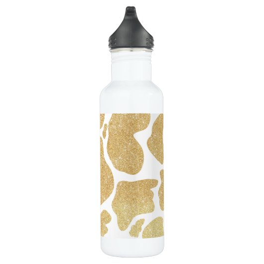 Eenvoudig Goud wit Grote Koe Vlekken Dierenpatroon Waterfles (Rechts)