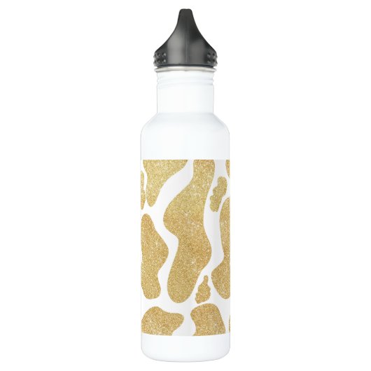 Eenvoudig Goud wit Grote Koe Vlekken Dierenpatroon Waterfles (Links)