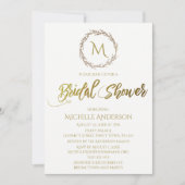 Eenvoudig Goud Wit Monogram Krans Kaart (Voorkant)