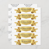 Eenvoudig Goud Zijde Lint Banner Trouwplaats Kaart (Voorkant / Achterkant)