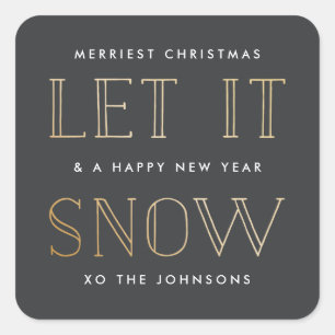 Eenvoudig Goud + Zwart Kerst stickers