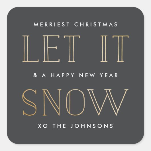 Eenvoudig Goud + Zwart Kerst stickers (Voorkant)