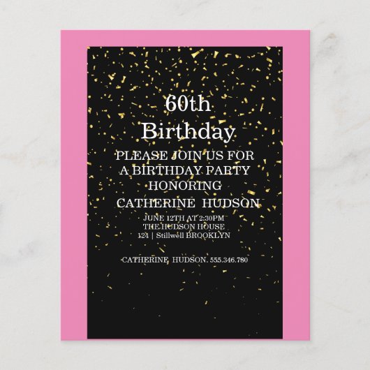 Eenvoudig goud zwarte 60e verjaardag (Voorkant)