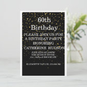 Eenvoudig goud zwarte uitnodiging voor 60e verjaar (Staand voorkant)