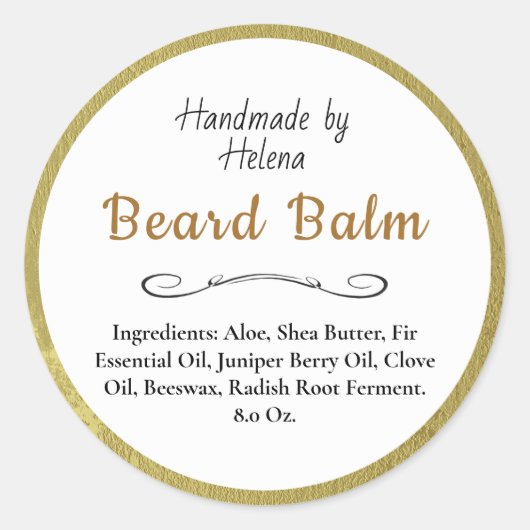 Eenvoudig Gouden Baard Balm Product Label (Voorkant)