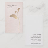 Eenvoudig gouden blad roze linnen Visitekaartje (Voorkant / Achterkant)