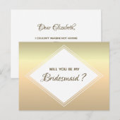 Eenvoudig gouden bruidsmeisje voorstel uitnodiging briefkaart (Voorkant / Achterkant)
