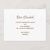 Eenvoudig gouden bruidsmeisje voorstel uitnodiging briefkaart (Achterkant)