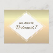 Eenvoudig gouden bruidsmeisje voorstel uitnodiging briefkaart (Voorkant)