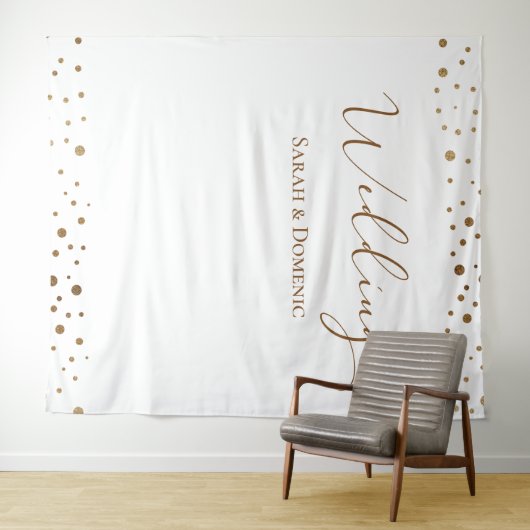 Eenvoudig gouden confetti-huwelijk script met eige wandkleed (In Situ (horizontaal))