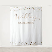 Eenvoudig gouden confetti-huwelijk script met eige wandkleed (Voorkant)