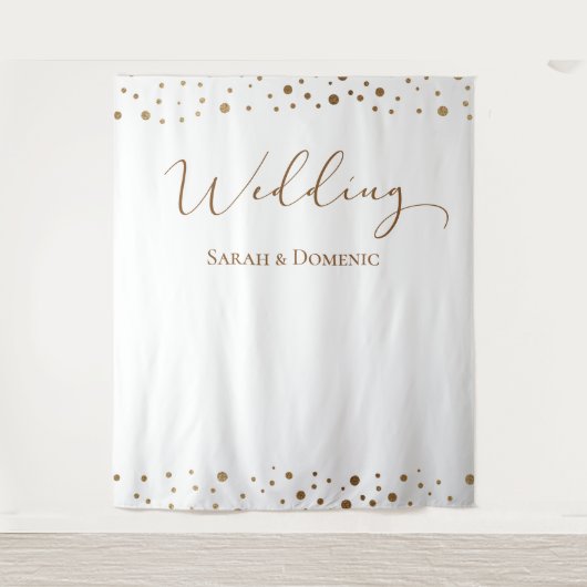 Eenvoudig gouden confetti-huwelijk script met eige wandkleed (Voorkant)