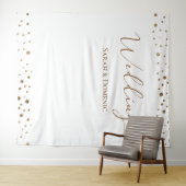 Eenvoudig gouden confetti-huwelijksscript Aangepas Wandkleed (In Situ (horizontaal))