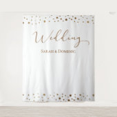 Eenvoudig gouden confetti-huwelijksscript Aangepas Wandkleed (Voorkant)