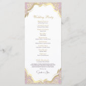 Eenvoudig gouden en roze klassieke huwelijksprogra programmakaart (Achterkant)
