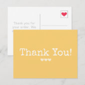 Eenvoudig Gouden Geel met Harten Dank u Briefkaart (Voorkant / Achterkant)