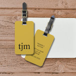 Eenvoudig Gouden Geel Zwart Vet Monogram Bagagelabel<br><div class="desc">Eenvoudig elegant aanpasbaar bagagelabel ontwerp met een gouden achtergrond,  zwart vet monogram.</div>