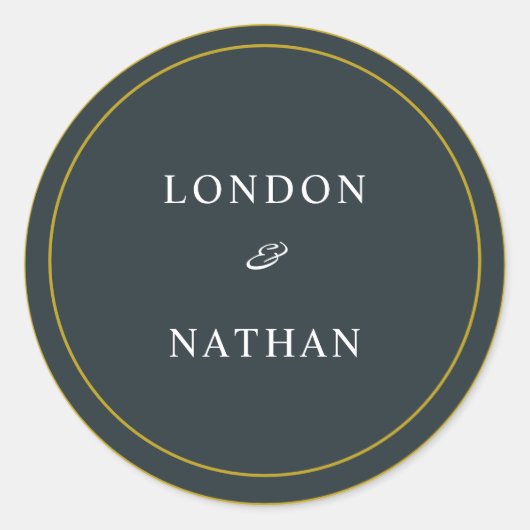 Eenvoudig Gouden Groen Ronde Sticker (Voorkant)