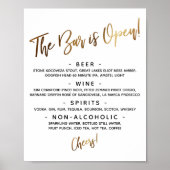 Eenvoudig gouden handgeschreven openbar-menu bord poster (Voorkant)