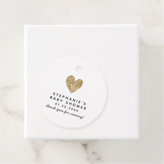 Eenvoudig gouden hart Baby shower Bedankjes Labels (In situ)